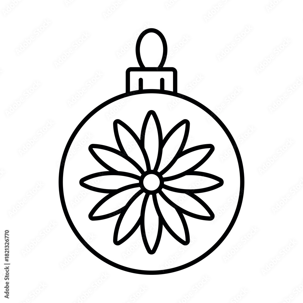 Fototapeta premium An illustration of a black Christmas tree ball icon on a white background