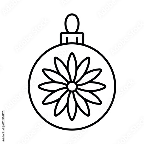An illustration of a black Christmas tree ball icon on a white background