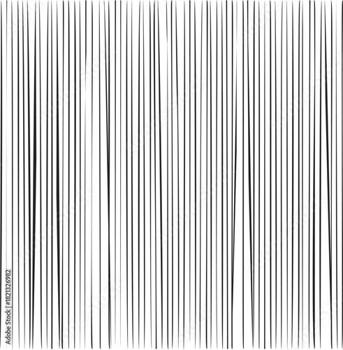 Black vertical lines abstract pattern, sketch hand drawn, irregular spacing and thickness. Vector illustration