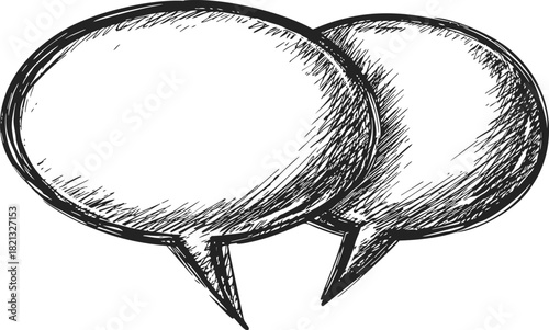 Speech bubbles sketch hand drawn overlapping comic style. Vector illustration