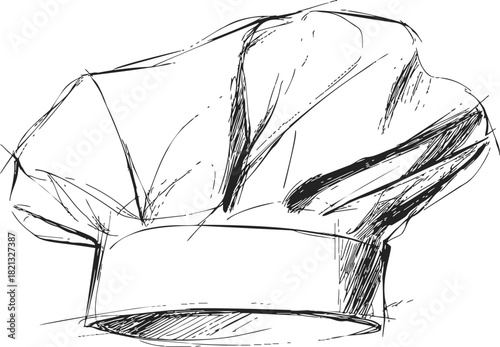 Chef hat sketch hand drawn style with loose lines and shading. Vector illustration