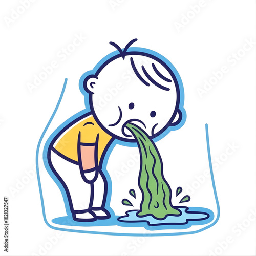 kid is vomiting vector design