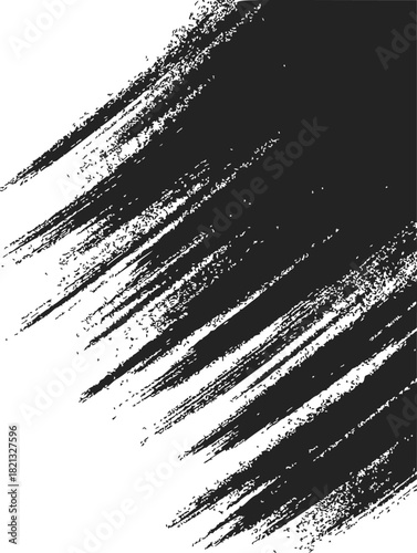 Black brush strokes sketch, hand drawn diagonal grunge texture on white background. Vector illustration