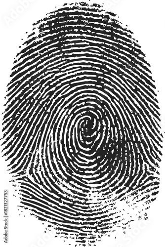 Fingerprint sketch hand drawn black lines isolated on white background. Vector illustration