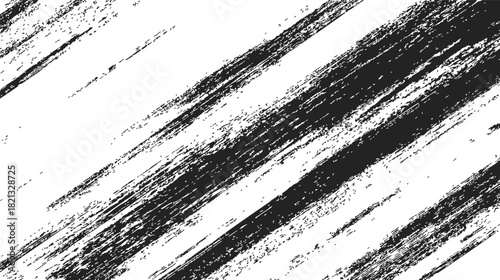Black brush strokes sketch hand drawn diagonal grunge lines on white background. Vector illustration