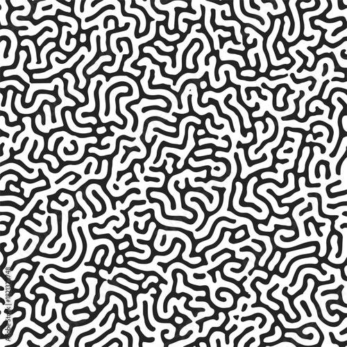 Maze pattern abstract black and white sketch, hand drawn seamless background. Vector illustration
