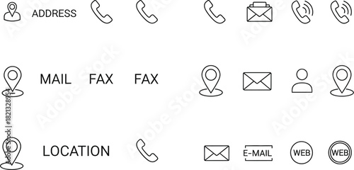 Hand drawn contact information icons set for business and personal use