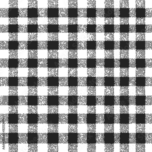 Checkerboard pattern sketch hand drawn black and white seamless geometric background. Vector illustration