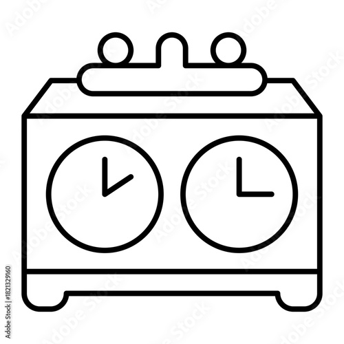 Seconds stopwatch thin line icon, chess game concept. Vector graphics. Clock with buttons for completing move sign on white background, style icon mobile or web design.
