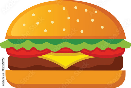 Mouthwatering gourmet cheeseburger vector illustration for food and restaurant designs