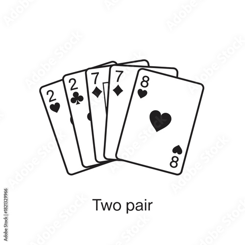 Illustration of a Two Pair poker hand with playing cards.