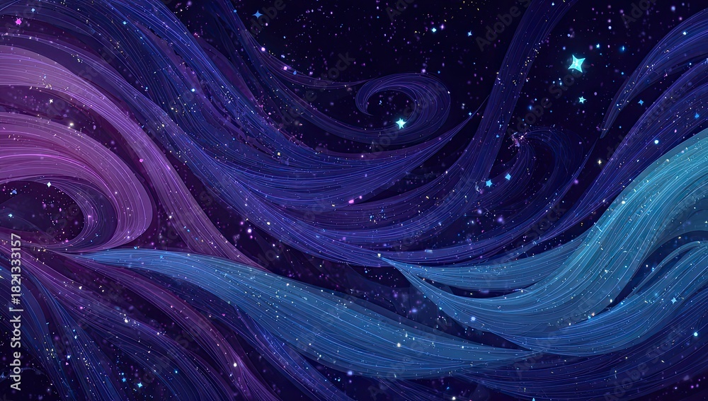 Fototapeta premium Artistic depiction of swirling nebulae and celestial bodies within a vast cosmic space