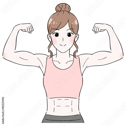 筋肉隆々の女性のイラスト