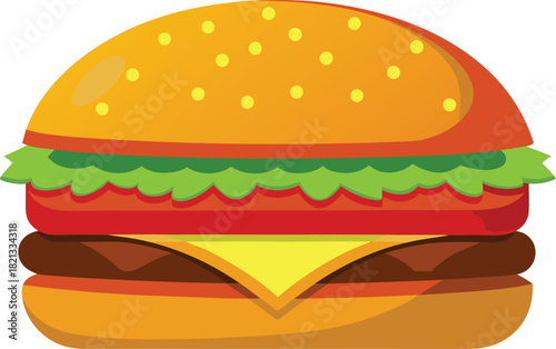 Mouthwatering gourmet cheeseburger vector illustration for food designs