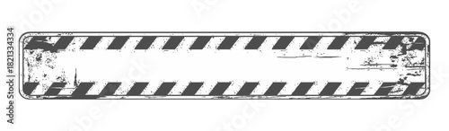 black and white caution sign board. warning templates in grunge style with black lines, grain, Stains, And scratches, Old vintage board for construction or on the road, or police accident
