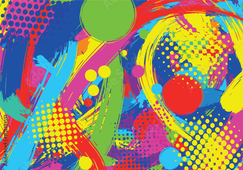 Wallpaper Mural Dynamic Abstract Art Bursting with Vibrant Brushstrokes and Dotted Accents Torontodigital.ca