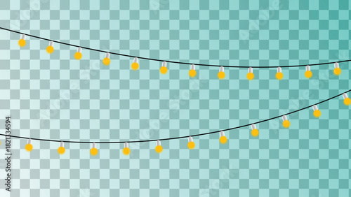 String of yellow decorative light bulbs hanging on a string