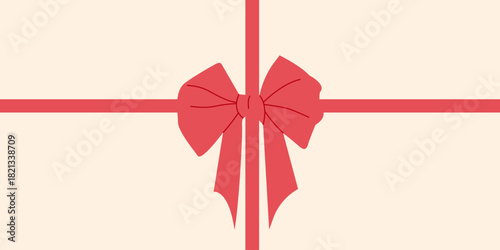 Christmas gift box background with ribbon bow. Vector illustration.