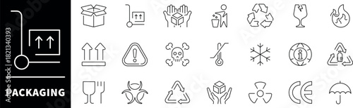Packaging vector icons in line style. Packaging linear icons set. Outline Packaging icons
