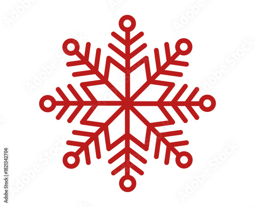 Copo de nieve festivo de color rojo aislado ilustración de decoración navideña