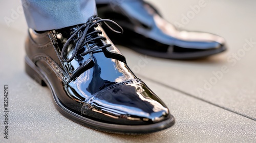 Polished Black Brogue: Men's Patent Leather Formal Dress Shoes