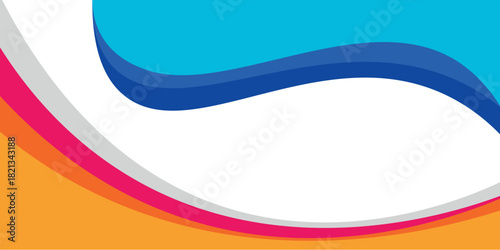 Simple blue and orange geometric business banner design. creative banner design with wave shapes and lines on white background for template.