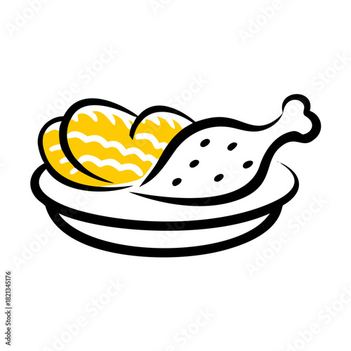 vector clip art fried chicken on white background for web and graphic design