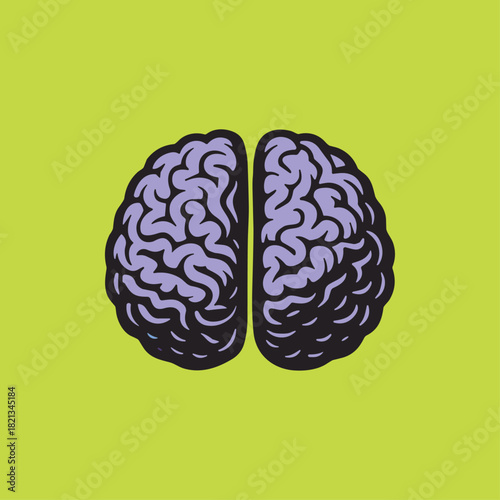Human Brain 2d view icon logo flat vector design