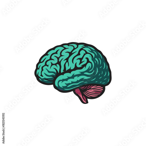 Human Brain side view icon logo flat vector design