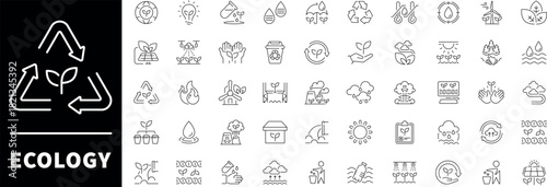 Ecology line style icons collection. ECO line icons. Ecology vector icons set. Ecology related icons set