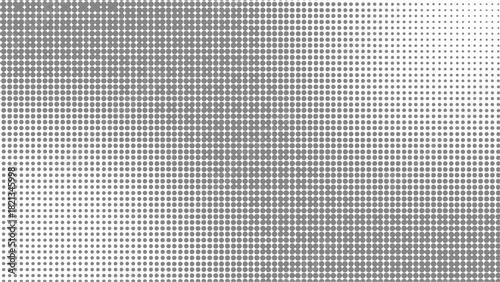 Halftone diagonal dots, monochrome dot matrix texture creating wavy gradient effect for backgrounds and templates