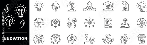Innovation vector icons in line style. innovation icons set. Innovation related icons.