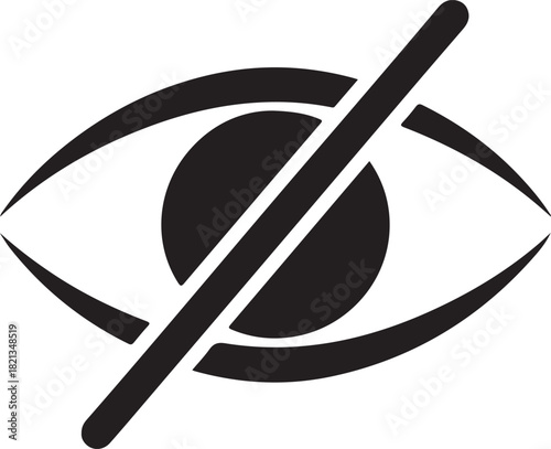 Eye icon with a diagonal line indicating no visibility or privacy