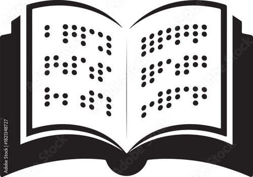 Open book with braille text for visually impaired readers banner