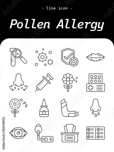 Pollen Allergy Vector Illustration – Seasonal Allergies, Health Symptoms, and Spring Pollen Concept