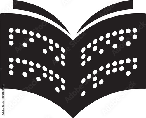Open book with braille text symbolizing literacy and accessibility