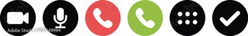 Collection of Communication Icons Video Call, Call, and Dial Pad