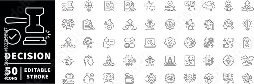 Decision making icons set. editable line icons, outline symbols for strategy and planning