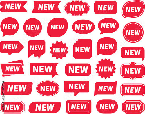 New Labels and Badges Collection - Red and White Design Elements for Sales and Promotions