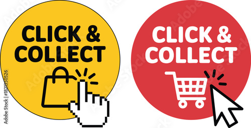 Click & Collect Icons Online Shopping Convenience