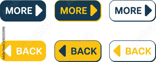 Selection of 'More' and 'Back' Buttons in Blue and Yellow Tones for Web Design