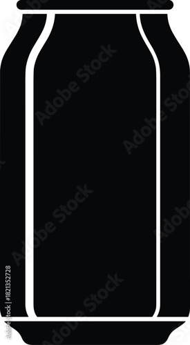 Vector Black Silhouette Icon of Standard Sized Aluminum Beverage Can for Carbonated Drinks, Soda, Beer, or Energy Drinks, Perfect for Packaging Mockup and Product Branding Design Isolated.