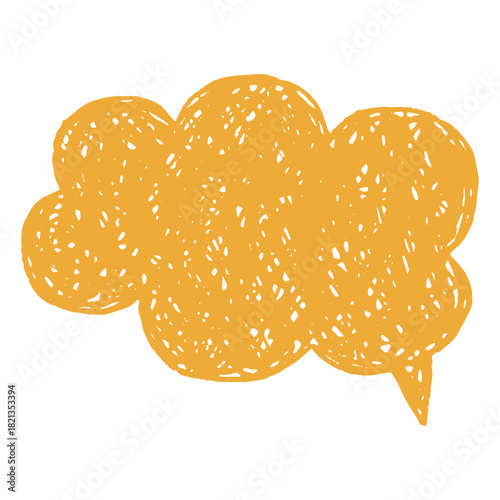 Pastel crayon speech bubble with wavy sketch lines. Rounded shape with subtle grain texture. Text box chalkboard for messages.