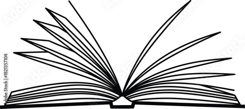 Open book illustration with turning pages design