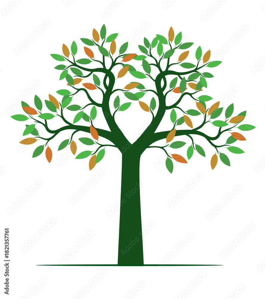 Obraz premium Green Spring Tree. Vector Illustration.