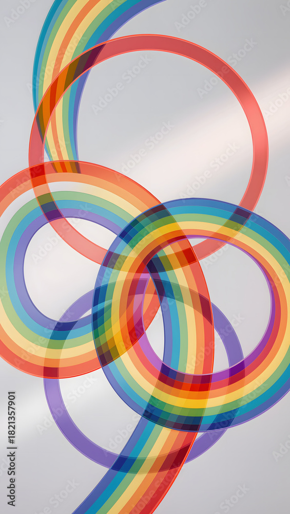 Obraz premium Abstract Rainbow Overlapping Rings on Soft Gradient Background