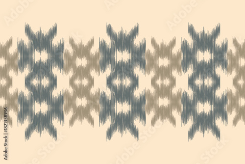 Traditional ethnic ikat motif fabric pattern embroidery Ethnic oriental pattern white cream brown background wallpaper abstract,vector,decoration art.