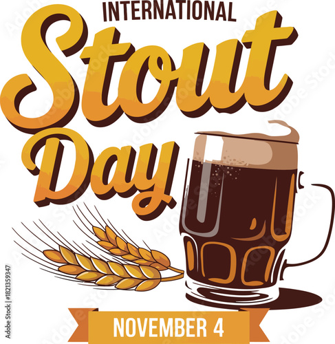 International Stout Day November 4th Beer Mug Wheat