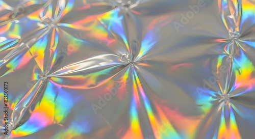 Holographic foil texture with shimmering abstract reflections.