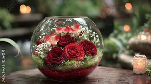 Cermin dengan diyempel bunga mawar